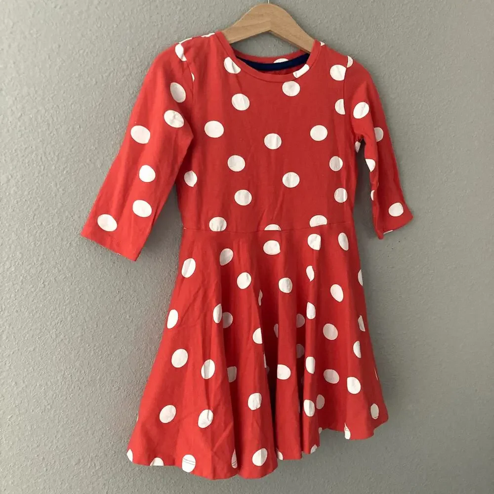 Mini Boden Polka Dot Skater Twirl Dress - Red White - 4-5Y